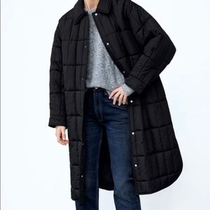 Zara water repellent long quilted jacket